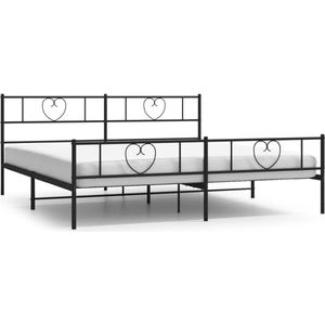 vidaXL - Bedframe - met - hoofd- - en - voeteneinde - metaal - zwart - 183x213 - cm