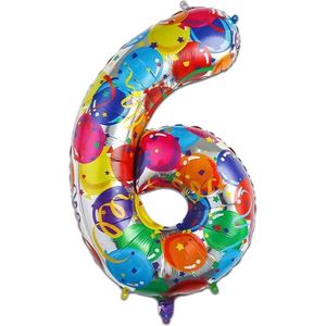 LUQ - Cijfer Ballonnen - Cijfer Ballon 6 Jaar Balloon XL Groot - Helium Verjaardag Versiering Feestversiering Folieballon