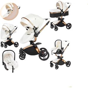 Babywagen - Buggy - Inklapbare Buggy - Opvouwbare Buggy - Inklapbare Buggy New Born - 3 in 1 -BabyWalker- Lichtgewicht Ba voor Pasgeboren Baby - Wit