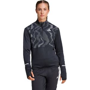 adidas Performance Ultimate Hi Vis Reflective Shirt met Halflange Rits - Dames - Zwart- M