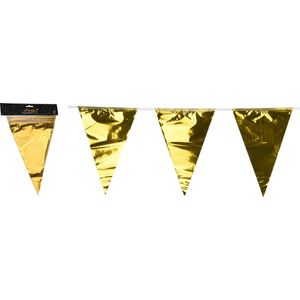 Party Vlaggenlijn - binnen/buiten - plastic - metallic goud - 6 m - 25 punt vlaggetjes