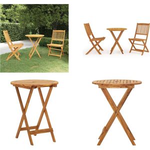 vidaXL 3-delige Tuinset inklapbaar massief acaciahout - Bistroset - Bistrosets - Eethoek Voor In De Tuin - Eethoeken Voor In De Tuin