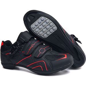 RAMBUX® - Fietsschoenen - MTB Schoenen Heren & Dames - Zwart Rood - Platte Zool - Wielrenschoenen - Klikschoenen - Mountainbike - Racefiets - Maat 47