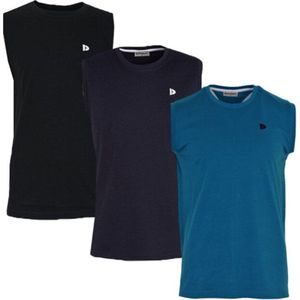 3-Pack Donnay T-shirt zonder mouw (589100) - Sportshirt - Heren - Black/Navy/Petrol (551) - maat XXL