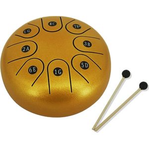 Handpan 36 cm – Tongue drum – Klankschaal – 15 noten - Handpan - Tong Drum - Klankschalen - Yoga Drum – Lotus Tong - Steeldrum - Muziektherapie - Goud met Zwart