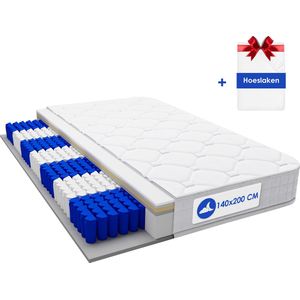 Elekiatech matras 140x200 cm-22 cm dik-tweepersoonsmatrassen-Latex pocketvering matras-Anti-Allergische-met 9-laags composietstructuur