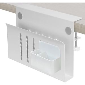 Kabelwandhouder voor laptop tablet, laptophouder wand met opbergdoos, universele metalen wandplank voor apparaten met een dikte < 4 cm, veelzijdige houder