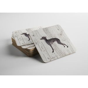 Hond Italiaanse windhond | Houten Onderzetters 6 Stuks