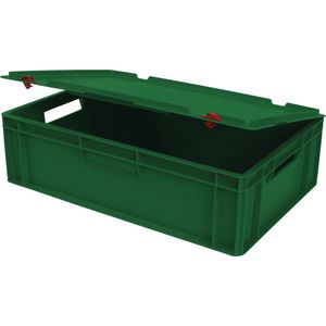 Alpac Stapelbak met deksel - Opbergbak met deksel - 600 x 400 x 190 mm - 30L - Groen