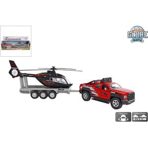 Kids Globe Terreinwagen met Helikopter Trailer