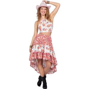 Wilbers & Wilbers - Cowboy & Cowgirl Kostuum - Country Girl Miley Festival - Vrouw - Rood, Wit / Beige - Small - Carnavalskleding - Verkleedkleding