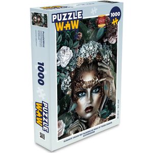Puzzel Zilver - Vrouw - Bloemen - Legpuzzel - Puzzel 1000 stukjes volwassenen
