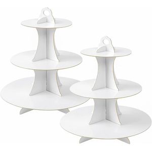 Drie-etages Taartstandaard voor Cupcakes en Desserts - Feestdecoratie voor Bruiloft en Verjaardag - Etagère 2 Stuks Wit