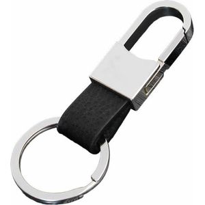 Fako Bijoux® - Sleutelhanger - Metaal & PU Leer - Rond - Zilverkleurig