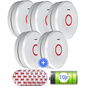 USAFE® Rookmelder set van 5 - Rookmelders met 10 jaar batterij - Brandmelder met Magneetmontage, 85dB en LED Alarm