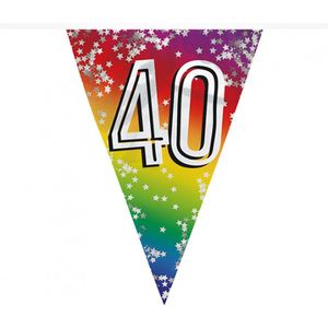 Feest vlaggenlijn ' 40 ' - 6 meter - 15 vlaggen - Multicolor - Verjaardag - Feest - Feestdagen