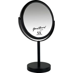 Metalen make-up spiegel mat zwart- 5x vergroting 18cmØ