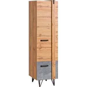 LOFTER kledingkast L02 - Metalen poten - Kledingroede - Kledingkast met planken - Loftkledingkast - 45 cm - Wotan eik + beton