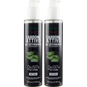 Equilibra Face Wash Met Actieve Houtskool en Aloe Vera - 2 x 200 ml - 97% Natuurlijke Ingredienten