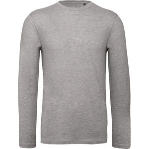T-shirt Heren S B&C Ronde hals Lange mouw Sport Grey 100% Katoen