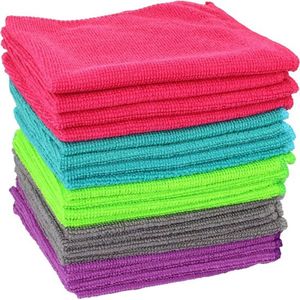 20x microvezeldoek, schoonmaakdoek voor huishoudelijk, auto, pc en mobiele telefoon, herbruikbare schoonmaakdoekjes gemaakt van microfiber in 5 kleuren