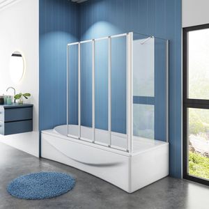 Badwand Bluebell 4-Delig 120X140 Met Zijwand 75cm 4Mm Helder Glas Mat Grijs
