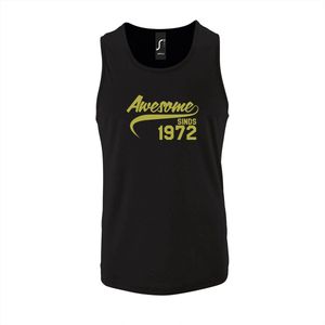 Zwarte Tanktop sportshirt met ""Awesome sinds 1972"" Print Goud Size XL