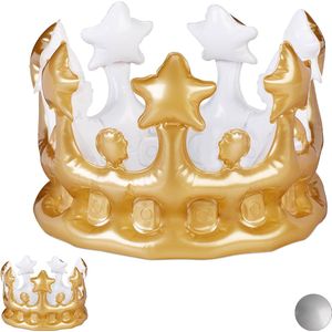 Relaxdays 2 x opblaasbare kroon koningsdag koningskroon carnaval kroon festival carnaval