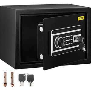 Vevor - Elektronische kluis - Met Vingerafdruk - Brandwerende kluis - 22L - Met Elektronisch Cilinder Slot - Kluis met Cijferslot - Inclusief 2 Sleutels Voor Noodgevallen - Stevige Constructie - 35x25x25cm - Zwart