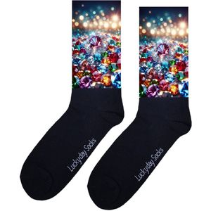 Edelstenen - Valentijns Cadeau - Valentijn sokken - Grappige sokken - Leuke sokken - Hem Haar sokken - Vrolijke sokken - Sint cadeau - Vaderdag - Moederdag - Verjaardag cadeau - Kerst cadeau - Leuk Cadeau - Diamant - Socks maken Happy - 37-44