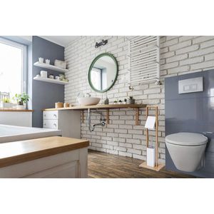 WC set van bamboe en MDF wit - 30 x 21 x 82 cm. met soft-close systeem