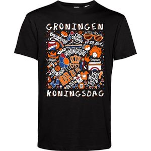 T-shirt Groningen Oranjekoorts | Koningsdag kleding | Oranje Shirt | Zwart | maat 5XL