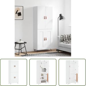 The Living Store Hoge kast - Dressoir en opzetkast - 69.5 x 34 x 180 cm - Wit - Duurzaam materiaal