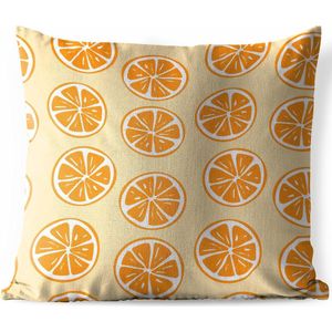 Buitenkussens - Tuin - Oranje gekleurde sinaasappels illustratie van tropische fruit - 60x60 cm