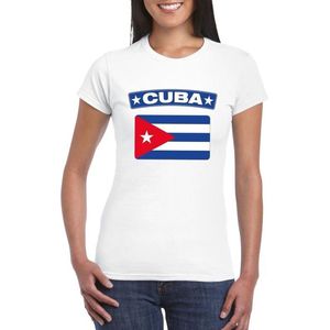 T-shirt met Cubaanse vlag wit dames S