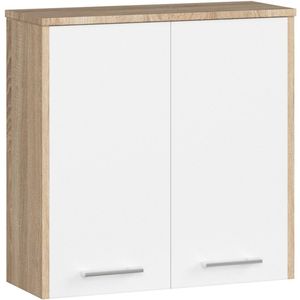 Hangende Badkamerkast FIN W60 met 2 Deuren / AKORD Furniture Factory / Sonoma Eik - Wit / 60 x 60 x 22,5 cm