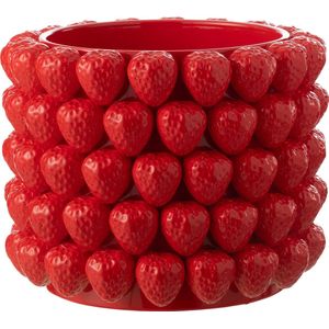 J-Line bloempot Aardbeien - keramiek - rood - extra large - Ø 36.5 cm