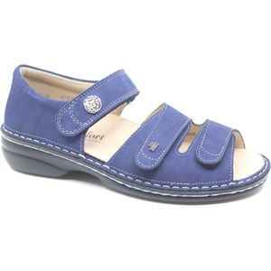 Finn Comfort, ADELAIDE, 02565-711047, Blauwe dames sandalen met klittenband sluiting en een dichte hiel