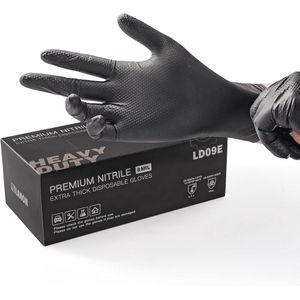 8 Mil Nitril Wegwerphandschoenen - Zwart, Latexvrij, Poedervrij, Volledig Diamant Getextureerd, 100 Stuks, M