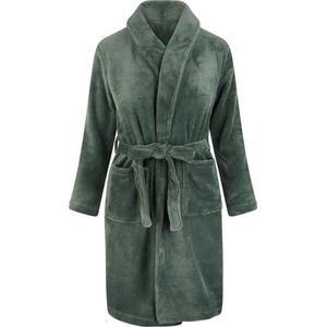 Kinderbadjas - groen - kinder badjas fleece - meisjes & jongens - ochtendjas- maat 152/158