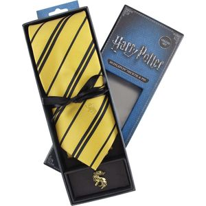 Cinereplicas Harry Potter - Hufflepuff / Huffelpuf Tie / Stropdas Deluxe Edition met Pin