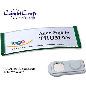 Naambadge Polar ® - Groen - dubbel magneet - 68x22mm - 10 stuks