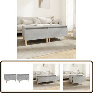 vidaXL Bijzettafels - Set van 2 - 50x46x35 cm - Betongrijs Scandinavisch Meubilair - Bijzet Tafel - Beton Grijs - Houten Poten - Living Room Furniture