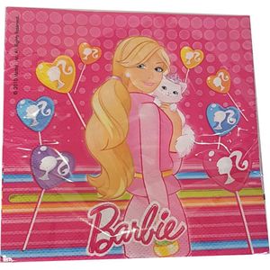 Barbie - servetten - papier - Roze - 20 stuks - verjaardag - kinderfeestje - themafeest - meiden