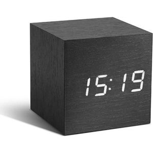 Gingko Cube click clock Alarmklok - Zwart/LED Wit
