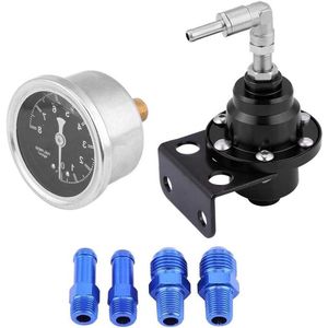 Brandstofdrukregelaarset universeel instelbaar met 160psi-meter voor auto (zwart)