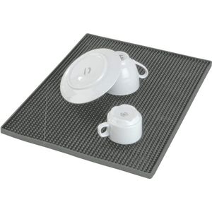 Afdruipmat voor servies - Extra grote rubberen mat met noppenstructuur - Servies en glazen spoelbakmat - Vaatwasmachinebestendig - Grijs - 40 x 30 cm