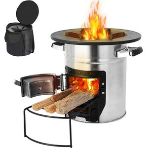 Clixify BBQ + Accesoires - Barbeque - Rocket Stove - Wood stove - Milieuvriendelijk - Luxe Rocket Stove - Kooktoestel op Houtvuur - Met Draagtas - Camping Gadget - Kookkachel voor Buiten - Buiten Koken op Vuur Toestellen - Kampeer Gadgets - Hout