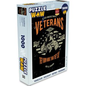 Puzzel Mancave - Soldaat - Retro - Tekening - Legpuzzel - Puzzel 1000 stukjes volwassenen