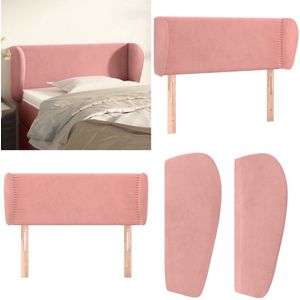 vidaXL Hoofdbord met randen 103x23x78/88 cm fluweel roze - Hoofdbord - Hoofdborden - Hoofdeinde - Houten Hoofdbord
